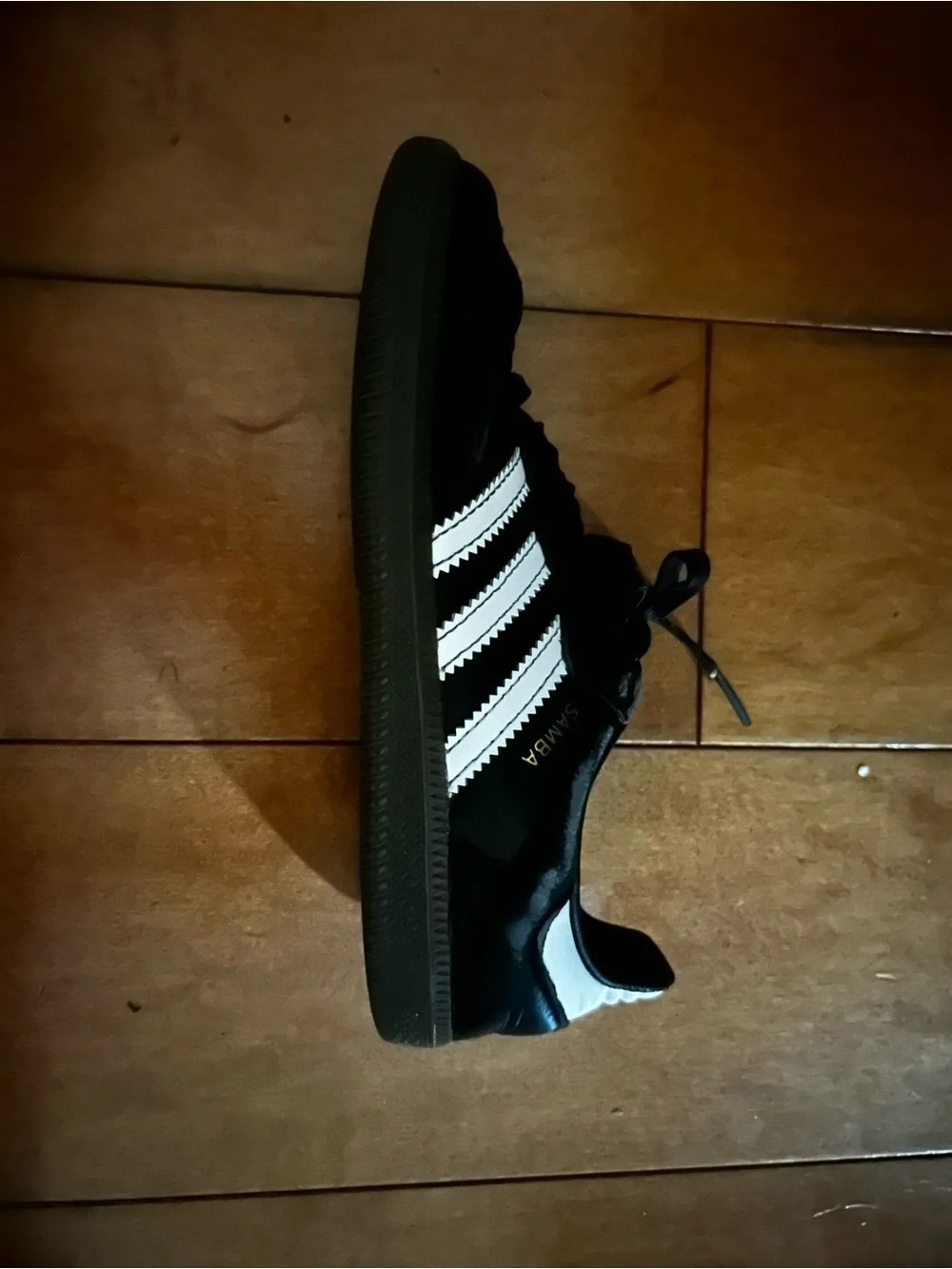 Adidas Black Samba Sneakers with White Stripes. Size 1